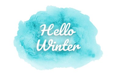 Kova boyası sıvı bir sıçrama ile soyut suluboya arka plan görüntüsü. Açık mavi tonları. Merhaba kış