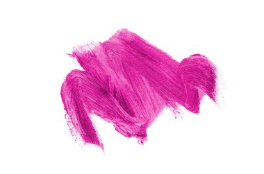 Smear ve ruj veya akrilik boya beyaz arka plan üzerinde izole doku. Lipgloss veya sıvı oje leke örneği inme. Güzellik kozmetik tasarım için eleman. Pembe renk