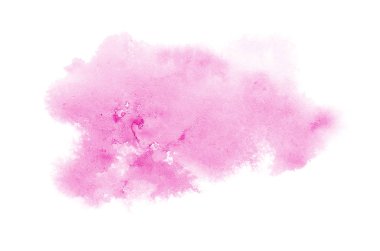Beyaz üzerine izole edilmiş, sıvı bir kova boyası ile soyut suluboya arka plan görüntüsü. Pembe tonları