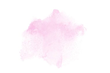 Beyaz üzerine izole edilmiş, sıvı bir kova boyası ile soyut suluboya arka plan görüntüsü. Pembe tonları