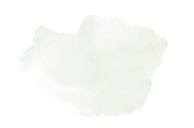 Beyaz üzerine izole edilmiş, sıvı bir kova boyası ile soyut suluboya arka plan görüntüsü. Koyu yeşil tonları