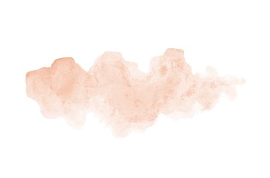 Beyaz üzerine izole edilmiş, sıvı bir kova boyası ile soyut suluboya arka plan görüntüsü. Turuncu tonları