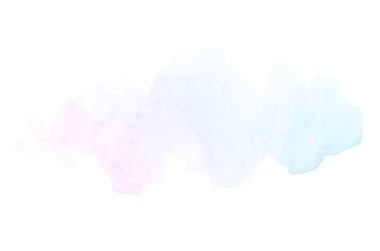 Beyaz üzerine izole edilmiş, sıvı bir kova boyası ile soyut suluboya arka plan görüntüsü. Pembe ve mavi pastel tonları