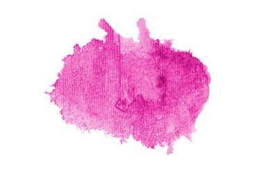 Beyaz üzerine izole edilmiş, sıvı bir kova boyası ile soyut suluboya arka plan görüntüsü. Pembe tonları