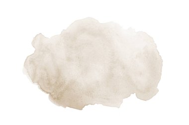 Beyaz üzerine izole edilmiş, sıvı bir kova boyası ile soyut suluboya arka plan görüntüsü. Kahverengi tonları