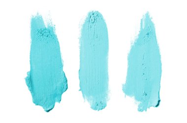 Smear ve ruj veya akrilik boya beyaz arka plan üzerinde izole doku. Açık mavi renk