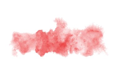 Aquarelle boya, üzerinde beyaz izole bir sıvı sıçrama ile suluboya arka plan görüntüsü. Kırmızı tonları