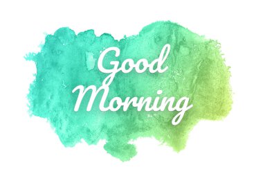 Kova boyası sıvı bir sıçrama ile soyut suluboya arka plan görüntüsü. Yeşil ve sarı pastel tonları. Günaydın