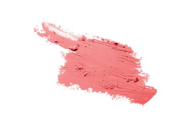 Smear ve ruj veya akrilik boya beyaz arka plan üzerinde izole doku. Kırmızı renk