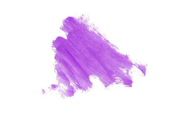 Mancha y textura de lápiz labial o pintura acrílica aislada sobre fondo blanco. Color púrpura — Foto de Stock