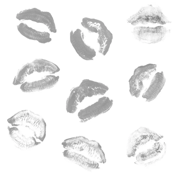 Vrouwelijke lippen lipstick kiss print set voor Valentijn dag geïsoleerd o — Stockfoto