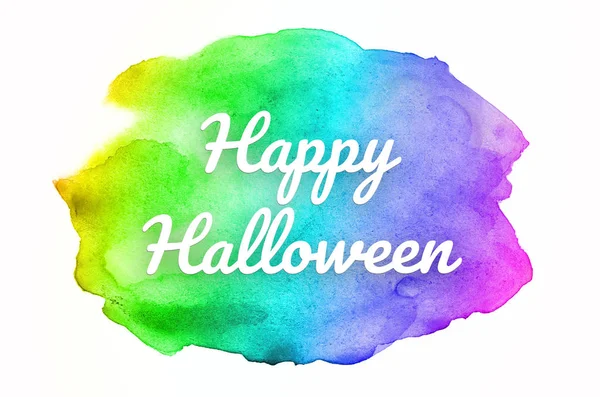 Abstraktes Aquarell-Hintergrundbild mit einem flüssigen Spritzer Aquarellfarbe. Regenbogentöne. fröhliches Halloween — Stockfoto