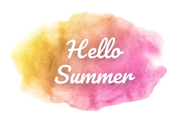 Αφηρημένη εικόνα φόντου υδατογραφίσματος με υγρή διασπορά βαφής Aquarelle. Ροζ και κίτρινα χρώματα. Γεια σας καλοκαίρι — Φωτογραφία Αρχείου