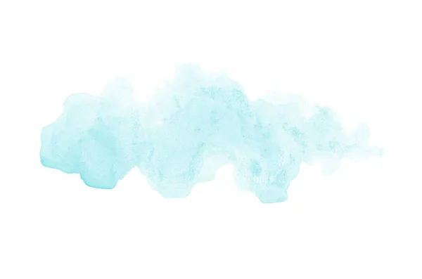 Abstraktes Aquarell-Hintergrundbild mit einem flüssigen Spritzer Aquarellfarbe, isoliert auf Weiß. hellblaue Töne — Stockfoto