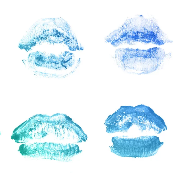 Female lips lipstick kiss print set for valentine day isolated o — Stock Photo, Image