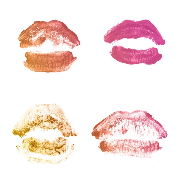 Female lips lipstick kiss print set for valentine day isolated o — Stock Photo, Image