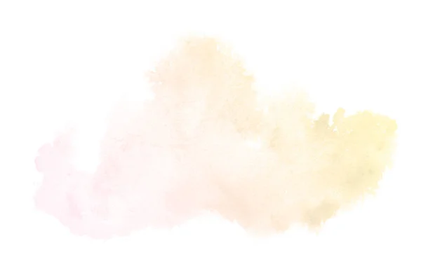 Image abstraite de fond aquarelle avec une éclaboussure liquide de peinture aquarelle, isolée sur blanc. Couleurs rose et jaune — Photo