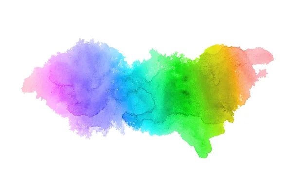 Abstract watercolor background image with a liquid splatter of aquarelle paint, isolated on white. Rainbow tones — Stock Photo, Image