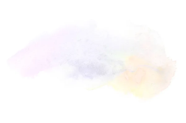 Imagem de fundo aquarela abstrata com um respingo líquido de tinta aquarelle, isolado em branco. Tons rosa e amarelo — Fotografia de Stock