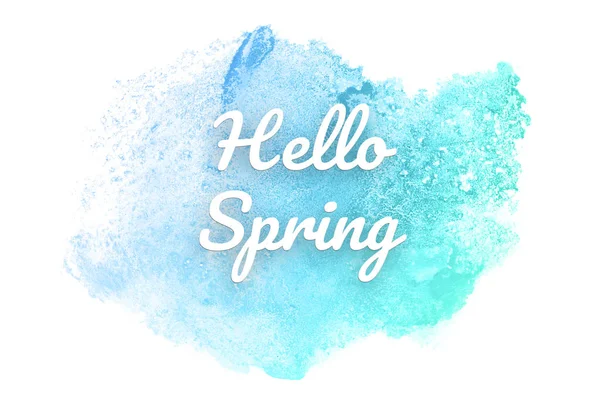 Abstract watercolor background image with a liquid splatter of aquarelle paint.Blue and turquoise pastel tones. Hello spring — Stock Photo, Image