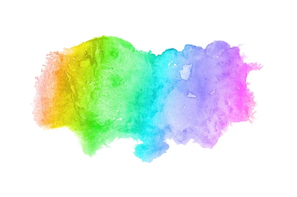 Imagen de fondo de acuarela abstracta con una salpicadura líquida de pintura acuarela, aislada en blanco. Tonos arco iris —  Fotos de Stock