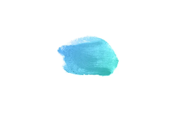 Abstrich und Textur von Lippenstift oder Acrylfarbe isoliert auf weißem Hintergrund. türkisblaue Farbe — Stockfoto