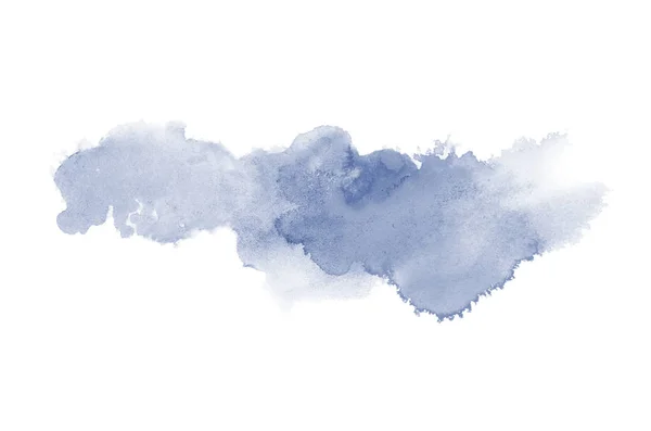 Abstrakt akvarell bakgrundsbild med en flytande splatter av akvarellfärg, isolerad på vitt. Mörkblå toner — Stockfoto