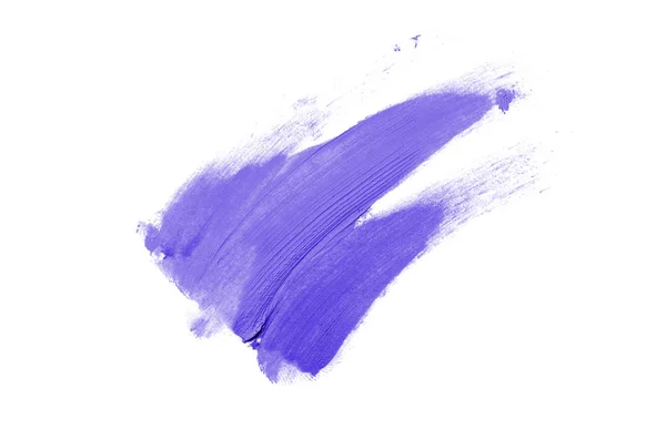 Mancha y textura de lápiz labial o pintura acrílica aislada sobre fondo blanco. Color violeta — Foto de Stock