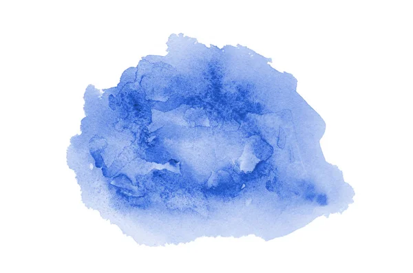 Imagen de fondo de acuarela abstracta con una salpicadura líquida de pintura acuarela, aislada en blanco. Tonos azules — Foto de Stock