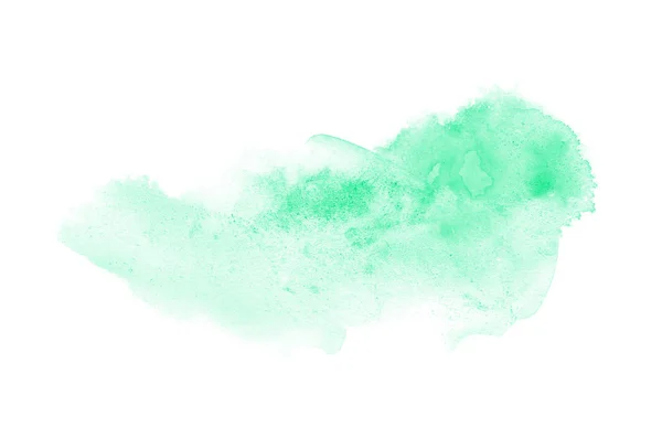 Αφηρημένη εικόνα φόντου υδατογραφίσματος με υγρή διασπορά χρώματος Aquarelle, απομονωμένη σε λευκό. Τιρκουάζ αποχρώσεις — Φωτογραφία Αρχείου