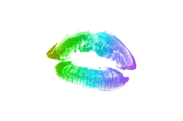 Marque de baiser rouge à lèvres sur fond blanc. Belles lèvres isolées . — Photo