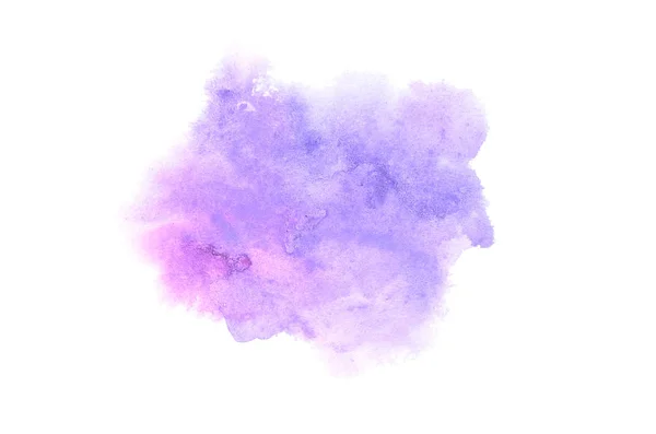 Abstraktes Aquarell-Hintergrundbild mit einem flüssigen Spritzer Aquarellfarbe, isoliert auf Weiß. violette Töne — Stockfoto