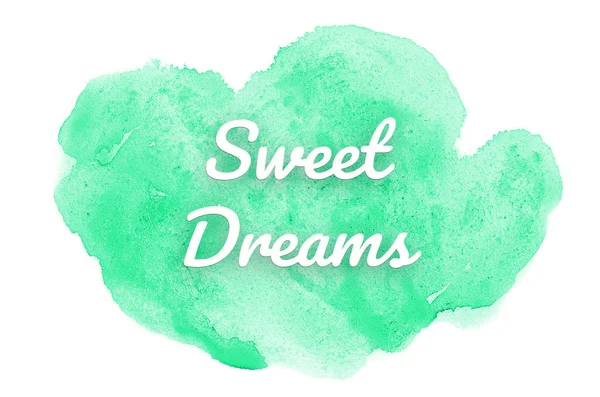 Abstract watercolor background image with a liquid splatter of aquarelle paint. Turquoise tones. Sweet Dreams — Stock Photo, Image