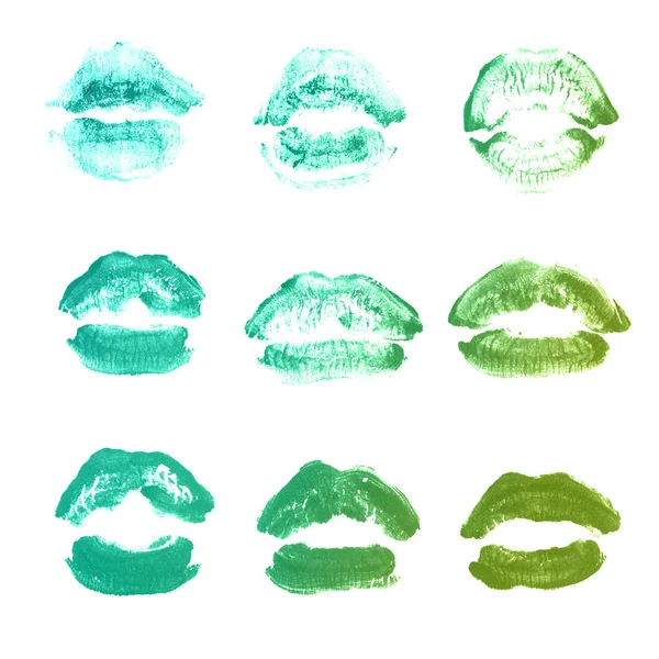 Vrouwelijke lippen lipstick kiss print set voor Valentijn dag geïsoleerd o — Stockfoto