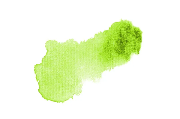 Image abstraite de fond aquarelle avec une éclaboussure liquide de peinture aquarelle, isolée sur blanc. Nuances de vert clair — Photo