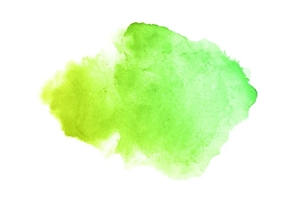 Imagem de fundo aquarela abstrata com um respingo líquido de tinta aquarelle, isolado sobre branco.tons pastel verde e amarelo — Fotografia de Stock