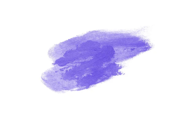 Rozmaz i tekstury szminki lub farby akrylowej na białym tle. Kolor fioletowy — Zdjęcie stockowe