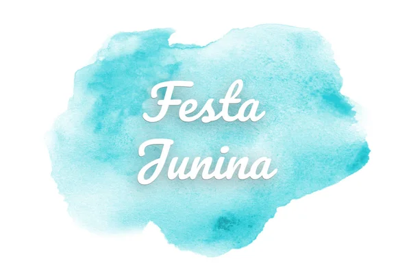 Abstract watercolor background image with a liquid splatter of aquarelle paint. Light blue tones. Festa Junina — Stock Photo, Image