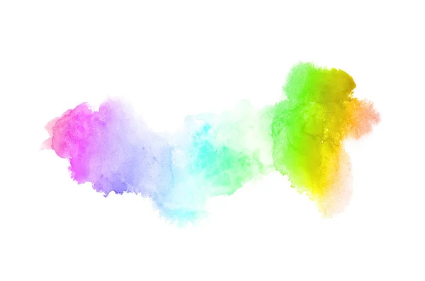 Abstract aquarel achtergrondafbeelding met een vloeibare Splatter van Aquarelle verf, geïsoleerd op wit. Regenboog tinten — Stockfoto