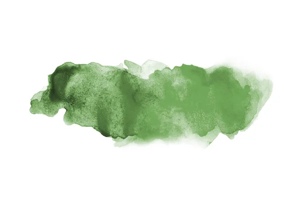 Abstract watercolor background image with a liquid splatter of aquarelle paint, isolated on white. Dark green tones — Stock Photo, Image