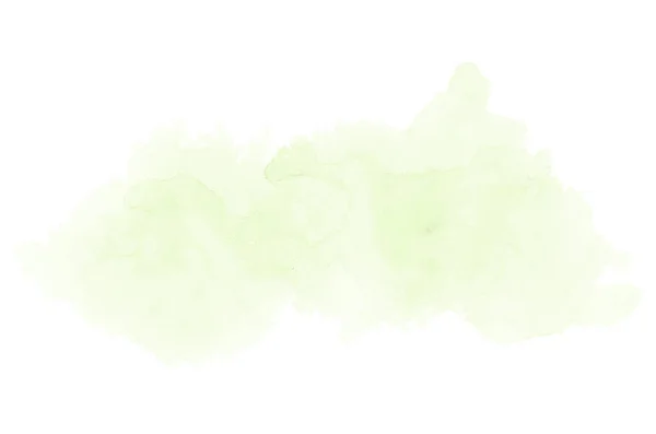 Abstrakt akvarell bakgrundsbild med en flytande splatter av akvarellfärg, isolerad på vitt. Gröna toner — Stockfoto