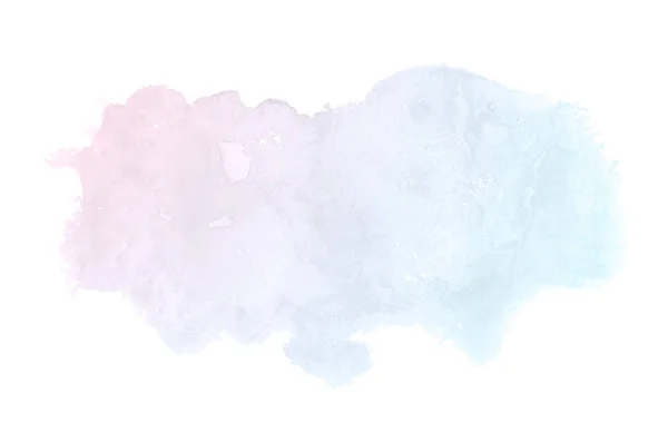 Imagem de fundo aquarela abstrata com um respingo líquido de tinta aquarelle, isolado em branco. Tons pastel rosa e azul — Fotografia de Stock