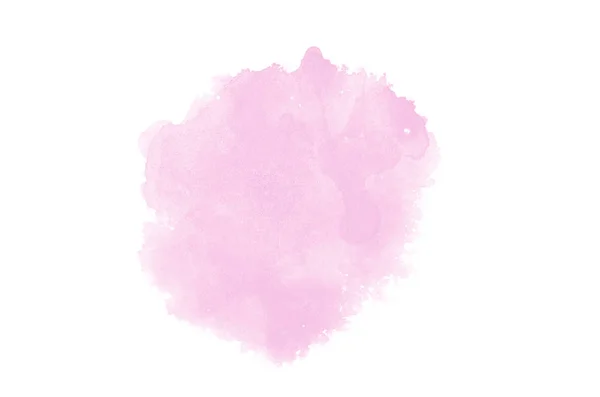 Imagen de fondo de acuarela abstracta con una salpicadura líquida de pintura acuarela, aislada en blanco. Tonos rosados — Foto de Stock