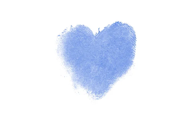 Liquid lipstick heart shape smudge isolated on white background. Blue color — Stock Photo, Image