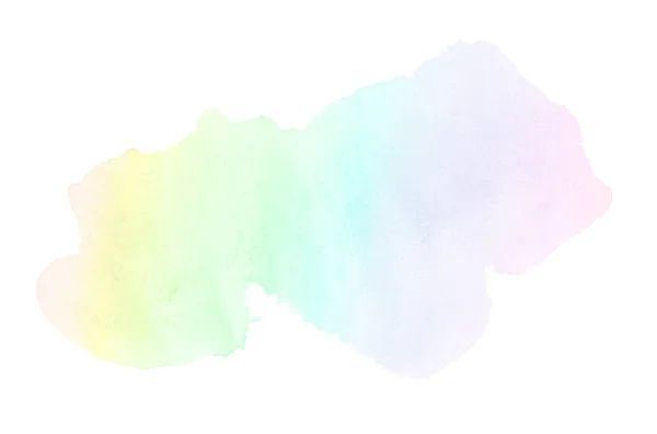 Abstraktes Aquarell-Hintergrundbild mit einem flüssigen Spritzer Aquarellfarbe, isoliert auf Weiß. Regenbogentöne — Stockfoto