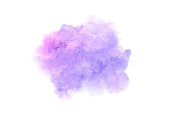 Image abstraite de fond aquarelle avec une éclaboussure liquide de peinture aquarelle, isolée sur blanc. Tons violets — Photo