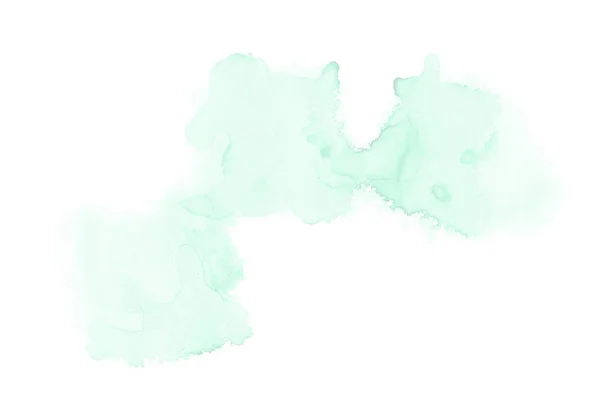 白に隔離されたアクアレル塗料の液体スプラッタを持つ抽象的な水彩の背景画像。ターコイズトーン — ストック写真