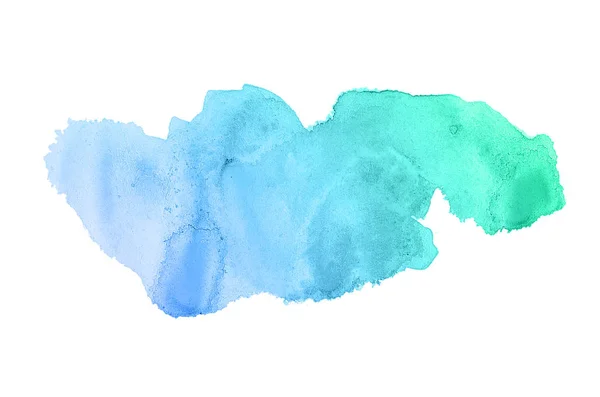 Abstract aquarel achtergrondafbeelding met een vloeibare Splatter van Aquarelle verf, geïsoleerd op wit. Blauwe en turquoise pasteltinten — Stockfoto