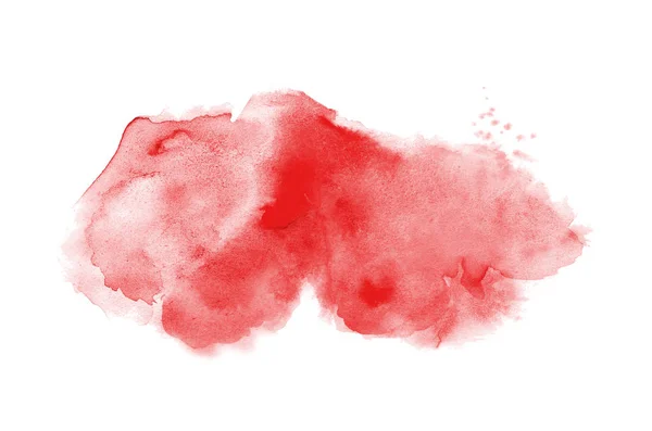 Imagen de fondo de acuarela abstracta con una salpicadura líquida de pintura acuarela, aislada en blanco. Tonos rojos — Foto de Stock