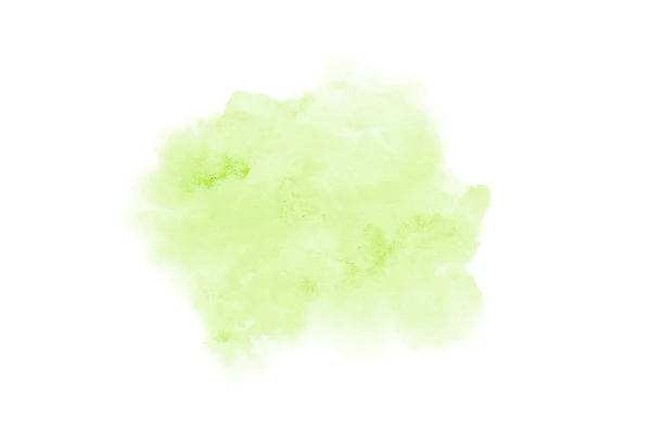 Imagem de fundo aquarela abstrata com um respingo líquido de tinta aquarelle, isolado em branco. Tons verdes — Fotografia de Stock